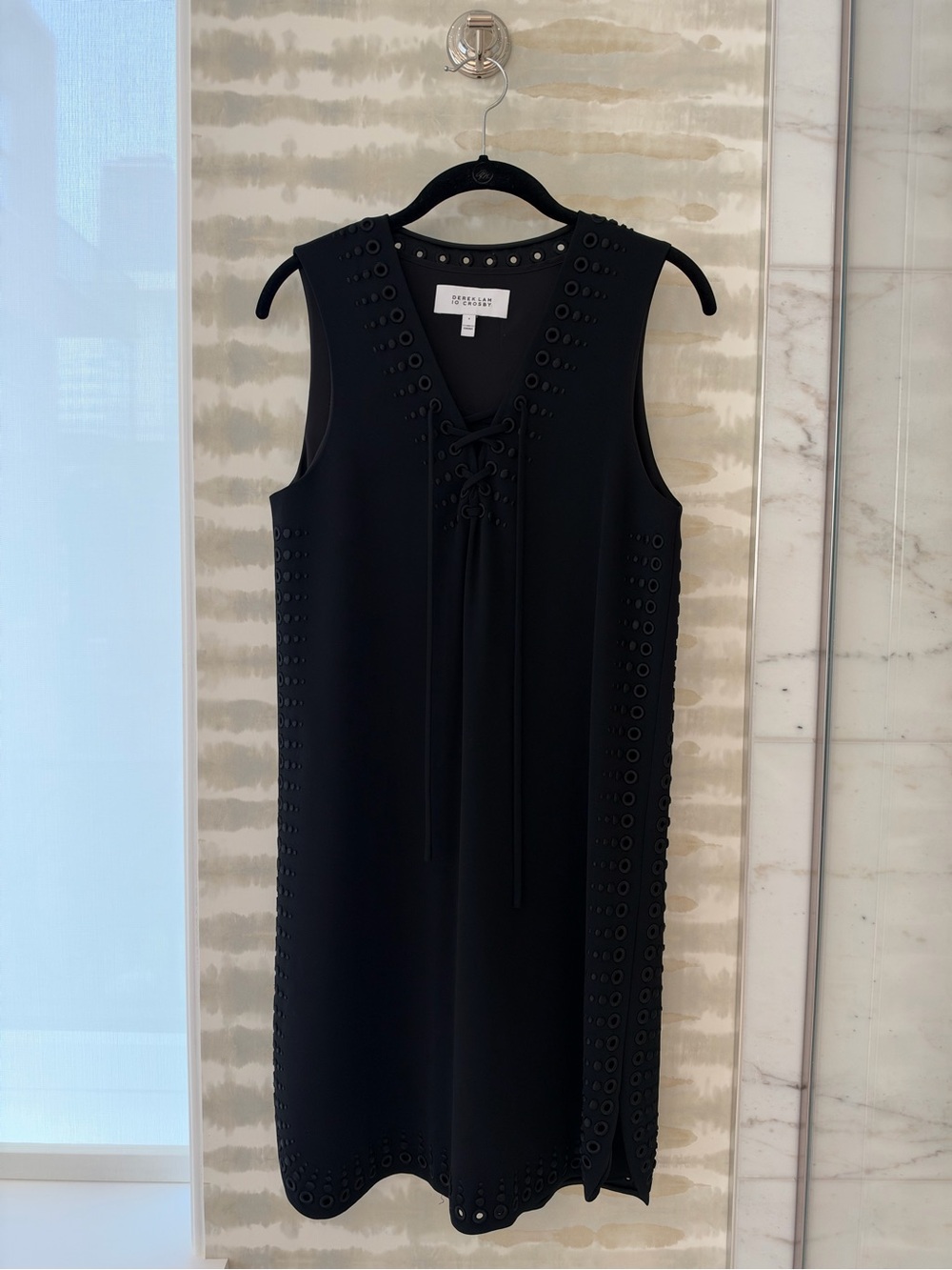 Derek Lam 10 Crosby  Black Eyelet Lace-Up Shift